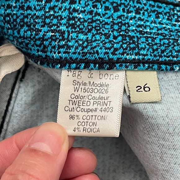 Rag & Bone Legging Skinny Jeans Women's Size 26 Blue Tweed Print Pants - Picture 9 of 15